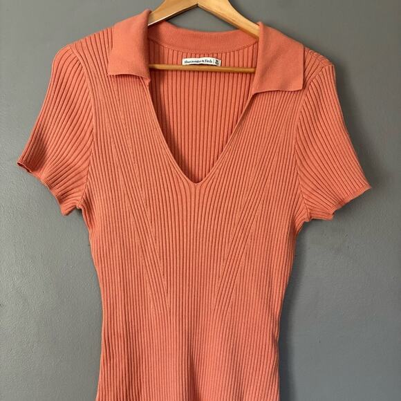 ABERCROMBIE & FITCH Ribbed Polo Dress Golf Tenniscore Preppy Sweater Dress sz M - Picture 6 of 15